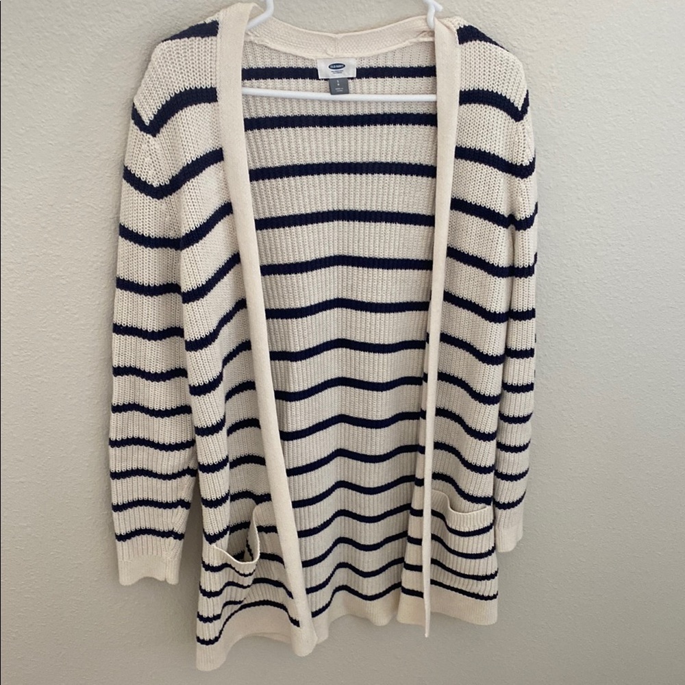 Old Navy blue & white striped cardigan S
